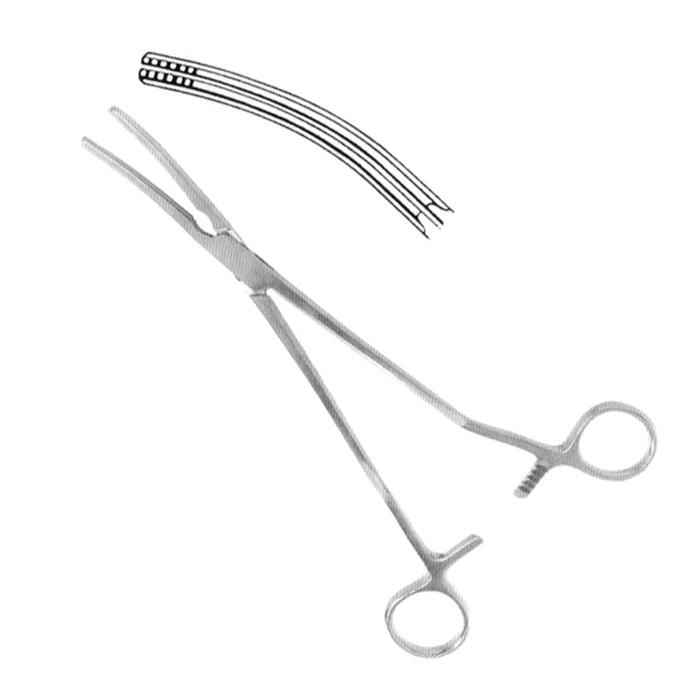 Zep-Type Atraumatic Hysterectomy Forceps, Offset Handle - Light Curve